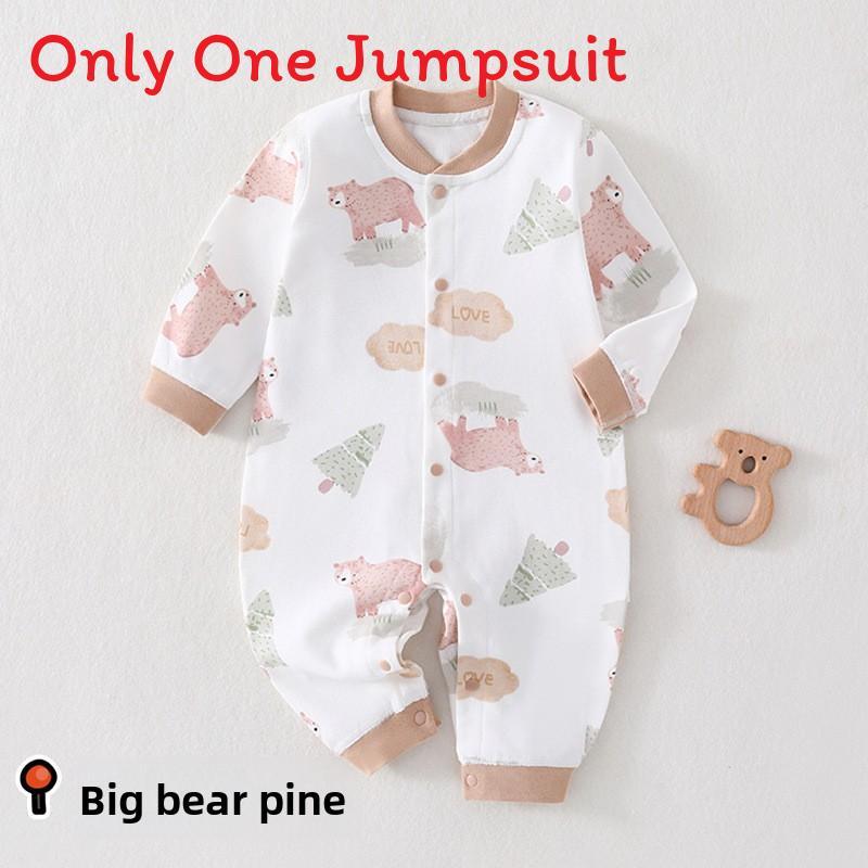 Baby Cotton Long Sleeve Romper With Snap Closure For Newborn Infants