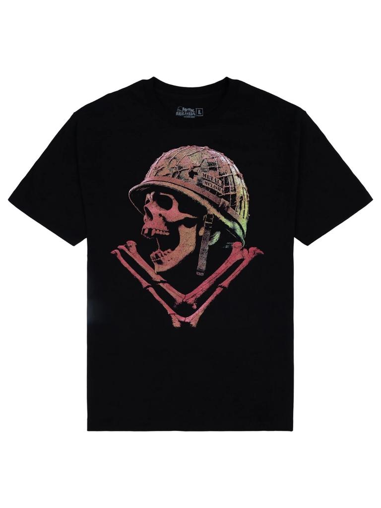 T-shirt a maniche corte da uomo Metal Mulisha Red Alert Teschio con elmetto da guerra Maglietta MX