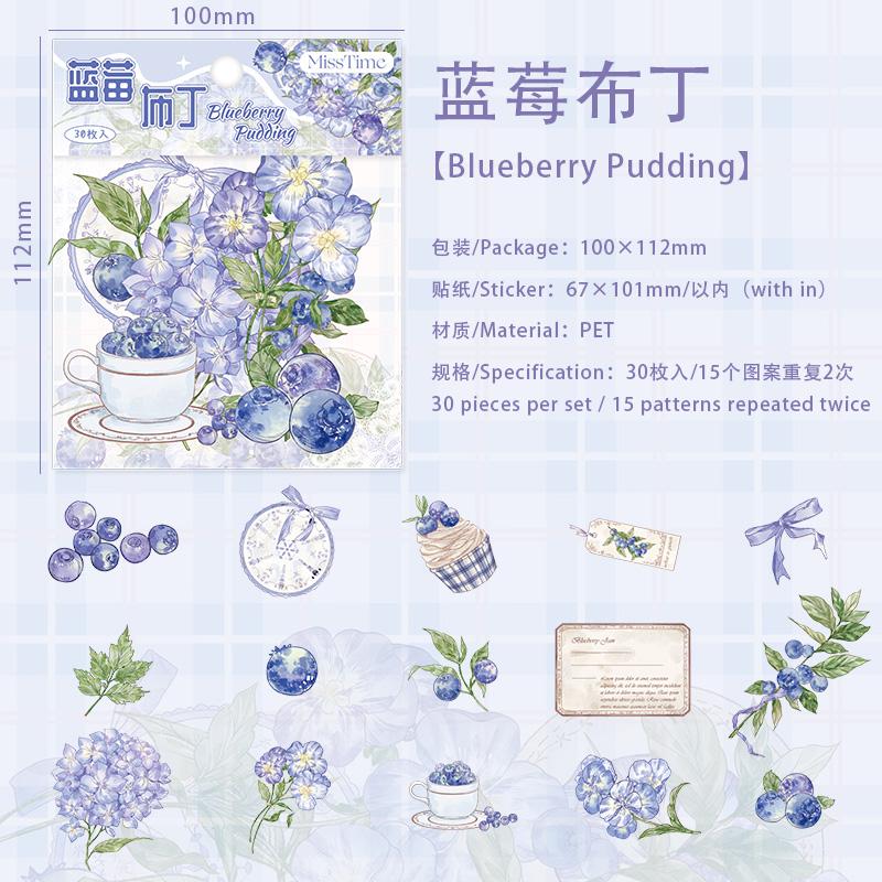 30pcs Fruit Tea Party Series Ins Style Lime Blueberry PET Stickers DIY Diary Scrapbook Aesthetics Stationery Stickers