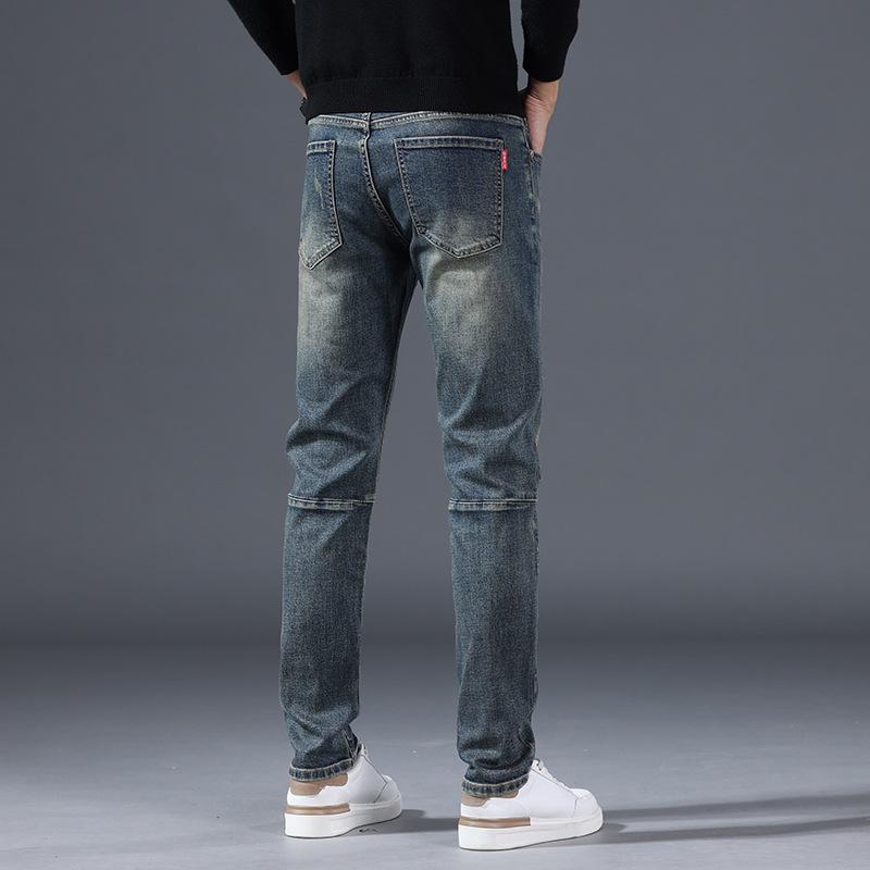 2024 Men's Nostalgic Blue Slim Cotton Jeans - Trendy, Comfortable, Straight Fit