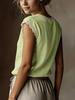 Women's European and American Style Sleeveless Lace Cotton-Linen Shirt, Spring/Summer 2026 Collection.