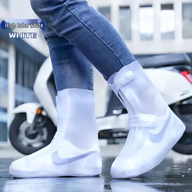 Wiederverwendbare Wasserdichte Silikon Anti-Rutsch Regenschuhüberzieher, Abriebfester High-Top Schutz für Damen und Kinder