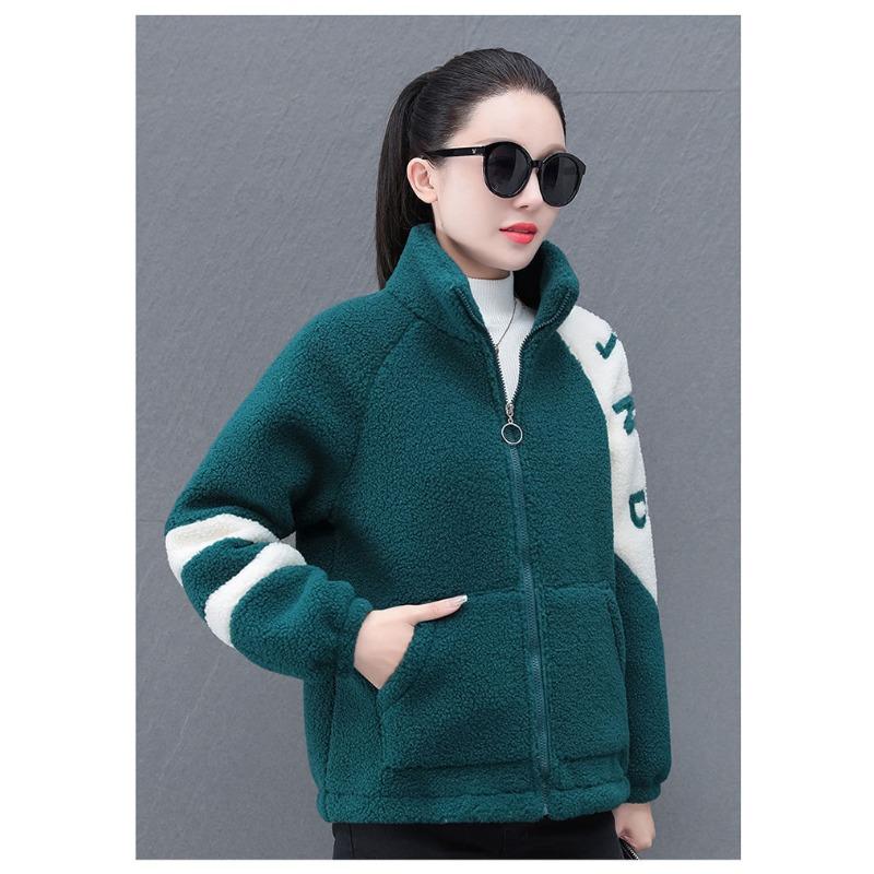 

Утолщенное хлопковое пальто из искусственного овечьего бархата для женщин, модное осенне-зимнее новое универсальное хлопковое пальто с вышитыми буквами для женщин 3XL