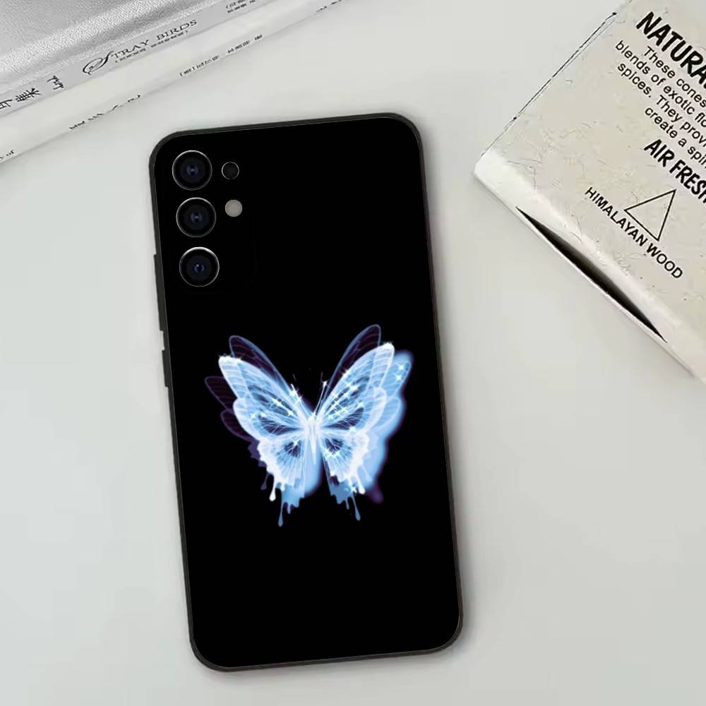 Glow In The Dark Butterfly   Phone Case For Samsung S25,S24,S21,S22,S23,S30,Ultra,S20,Plus,Fe,Lite,Note,10,Black Cover