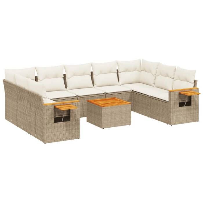 VidaXL Garden Lounge Set with Cushions 10 Pcs, Patio Sofas, Patio Furniture Set, Outdoor Furniture, Beige 3227122