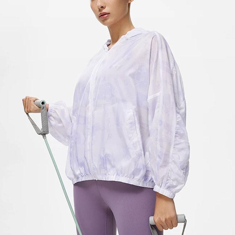 Li Ning Jednobarevná Volná Sportovní Větrovka Ochrana před Sluncem Dámské Svrchní Oblečení Růžová Fialová AFDT544-2