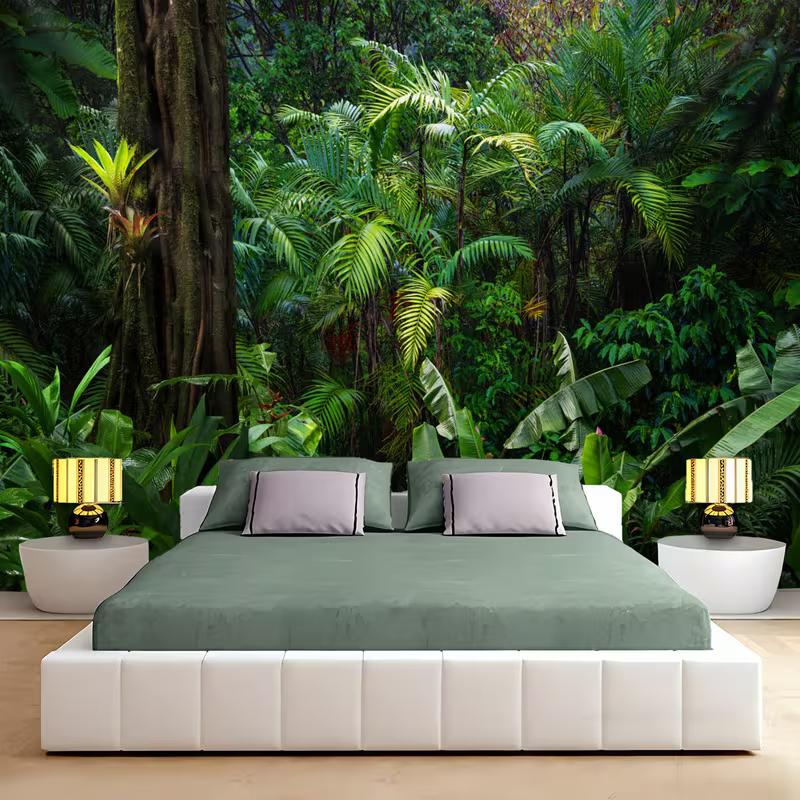 

2D Rainforest Plant Tapestry, Lush Green Jungle Forest Wall Hanging, Nature View Backdrop Cloth for Bedroom 47.2x31.5inch/120*80cm