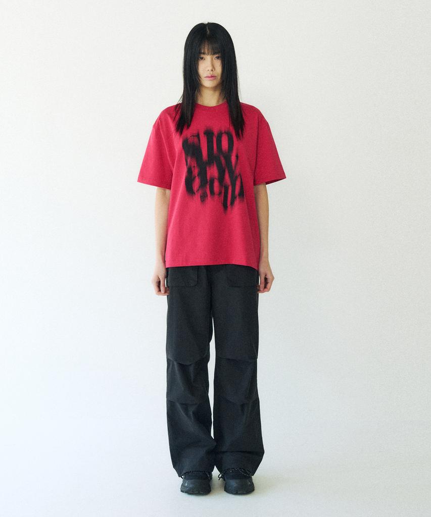 SLOWACID Blurry Logo Short Sleeve T-Shirt [Deep Pink]