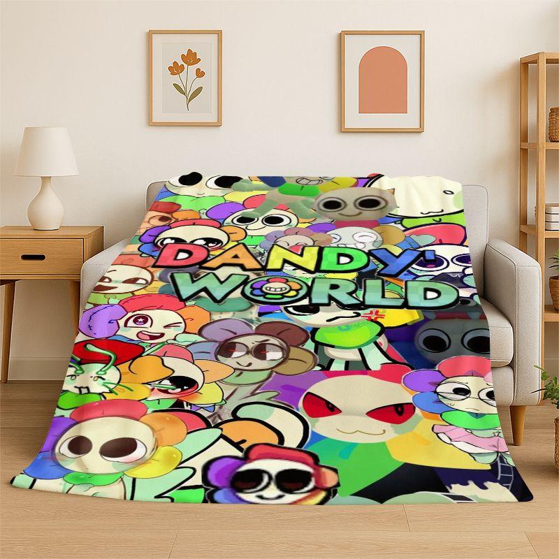 Coperta morbida in flanella Dandy World Cartoon, Coperta calda e accogliente per letto, Divano, Divanetto, Camera da letto, Soggiorno, Viaggio, Campeggio