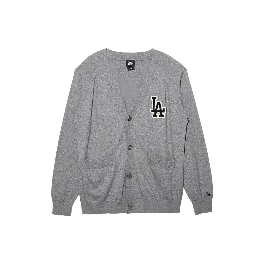 New Era MLB Logo Embroidered Single Button V-Neck Long Sleeve Sweater Unisex sweater Gray 13512334