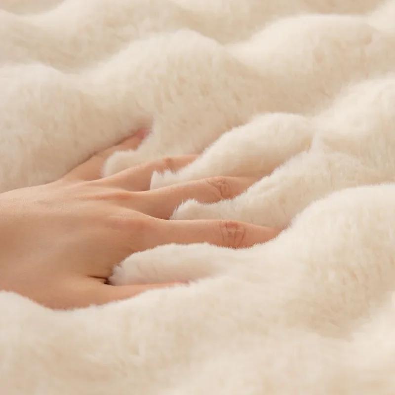 Thicken Rabbit Plush Sofa Cover Nordic Solid Color Sofa Towel Covers Non-slip Couch Slipcovers Sofa Towel for Living Room Decor