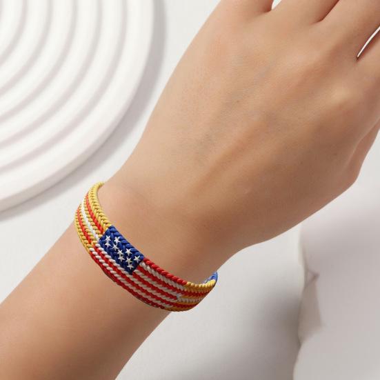 Woven Bracelet Handcrafted Red White Blue Patriotic Bracelet Adjustable American Flag Bracelet 4th of July Jewelry