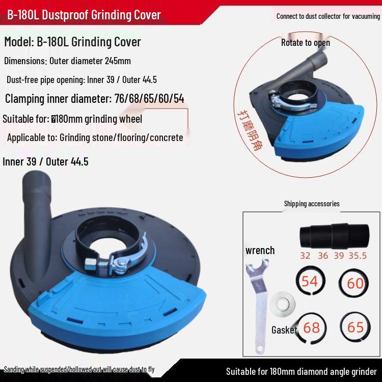 5-Inch Dust Shroud for 125/180/230 Angle Grinder, Concrete Stone Dust-Free Grinding Cover