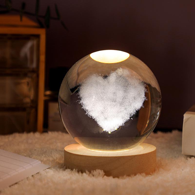 Starry Sky 3D Crystal Ball Night Light Desk Decoration Christmas Ornament