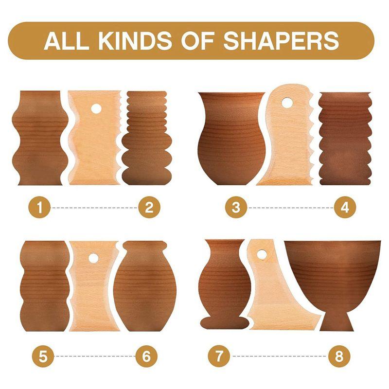 A60Z14 Pieces Pottery Trimming Tools Pottery Clay Foot Shaper Tools Texture Wooden Profile Rib Bundle Foot Shapermay