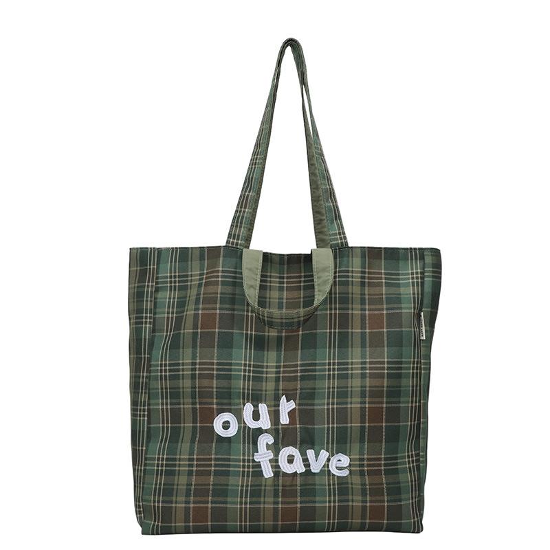 Large-capacity Commuting Tote Bag, Casual and Fashionable Single-shoulder Tote Bag, Retro Check Pattern