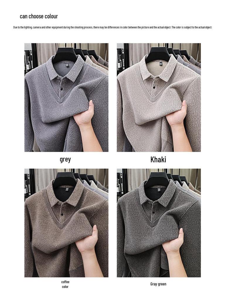 Men's Plush Knit Sweater, Fake Two-Piece, Mink Velvet, Anti-Pilling, Autumn/Winter New Arrival, High-End Fashion