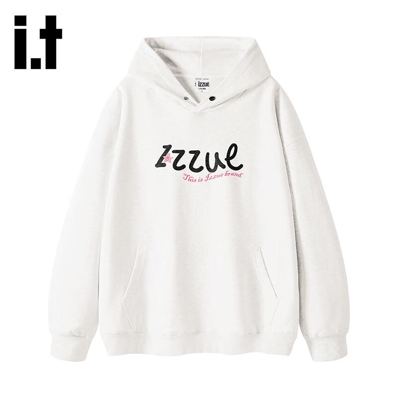 izzue Unisex Letter Print Heavyweight Hooded Sweatshirt