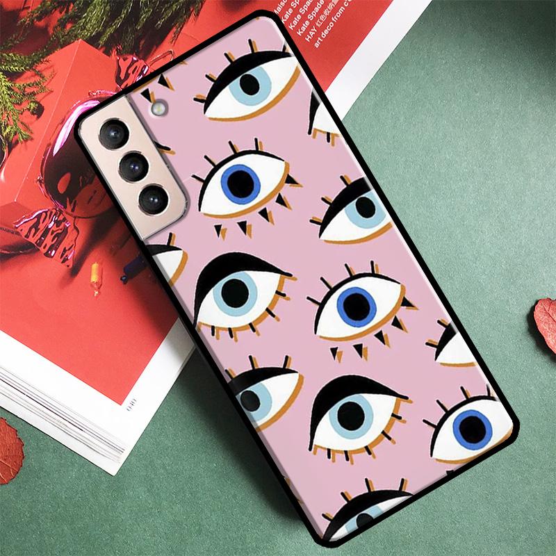 Lucky Eye Blue Evil Eye Print Phone Case For Samsung Galaxy S24 Ultra S9 S10 S20 S21 S22 S23 S25 Plus S24 FE Back Cover