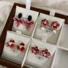 Enamel Craft Red Petal Zircon Pearl Stud Earrings 20 Earrings Light Luxury Gorgeous Temperament Earrings