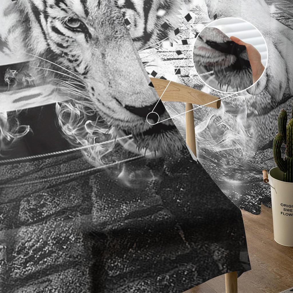 Tiger Car Street Black And White Tulle Window Curtains Living Room Organza Sheer Voile Curtain Bedroom Kitchen Home Decor Drape