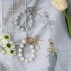 Delicate Keychain with Beaded Bowknot Phone Charm Unique Keyring Bag Pendant for Car Key Wallet Backpack Purse