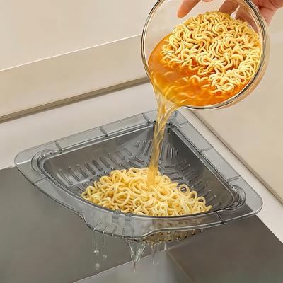 Triangular Magnetic Drain Basket Sink Corner Strainer Triangular Kitchen Sink Drain Basket Waste Catcher for Debris Food Scraps Leftovers
