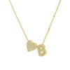 Fashion Small Bubble Initial Heart Letter Necklace 18K Gold Plated Link Chain Romantic Copper Heart Letter Pendant Necklace Gift
