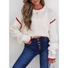 Casual Pullover Long Sleeved Loose Contrasting Solid Color Women's Sweaters