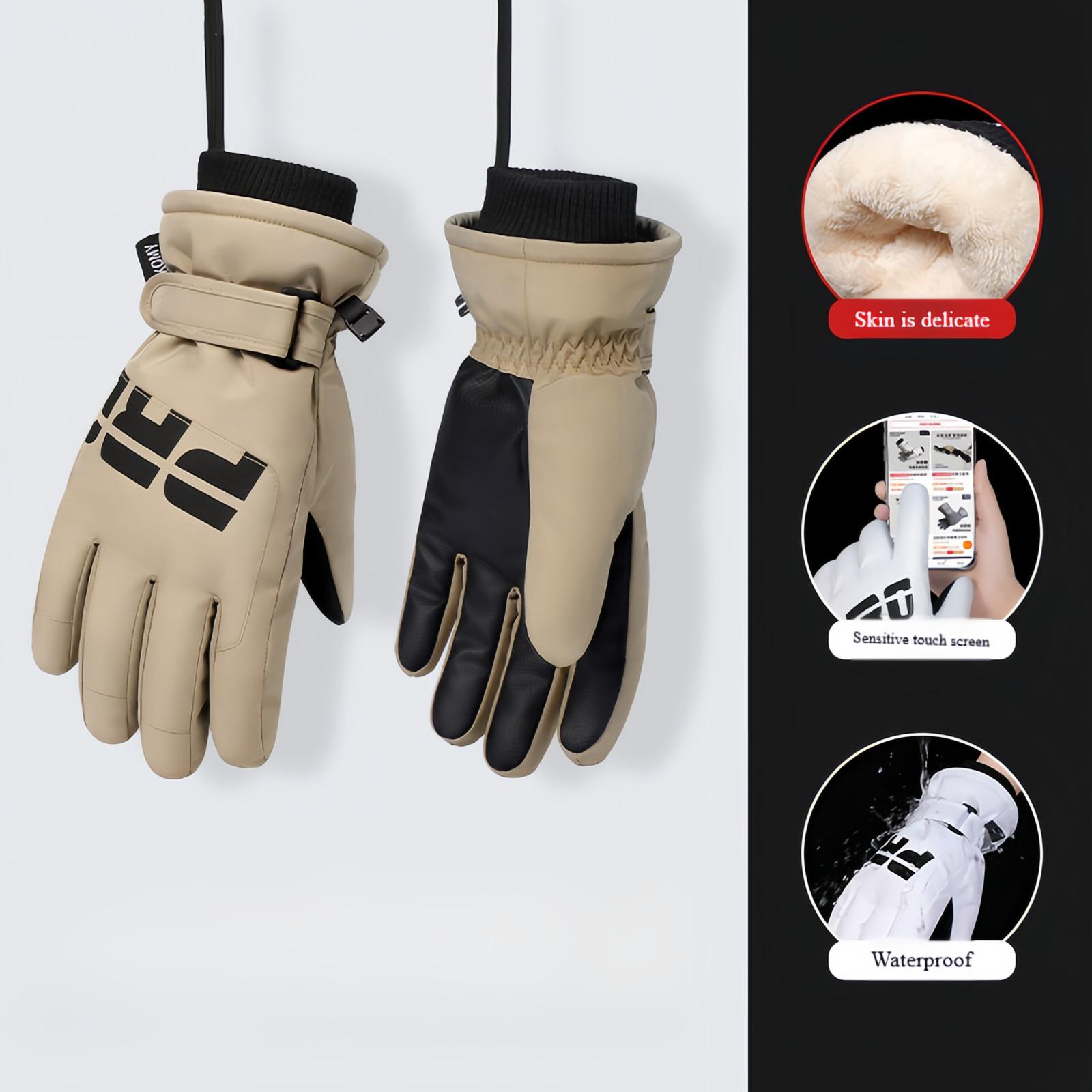 

Осінні та зимові вітрозахисні та морозостійкі рукавички для чоловіків і жінок Антифризні та потовщені зовнішні рукавички для жінок з сенсорним екраном коричневий