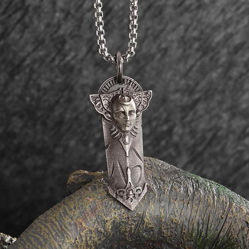 Sieben Engel Magischer Kreis Salomons Siegel Amulett Halskette Anhänger Herren Punk Retro Glücksbringer Schmuck