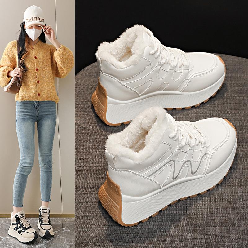 thick-soled snow boots women's new winter women's shoes piled and thickened warm casual sports shoes