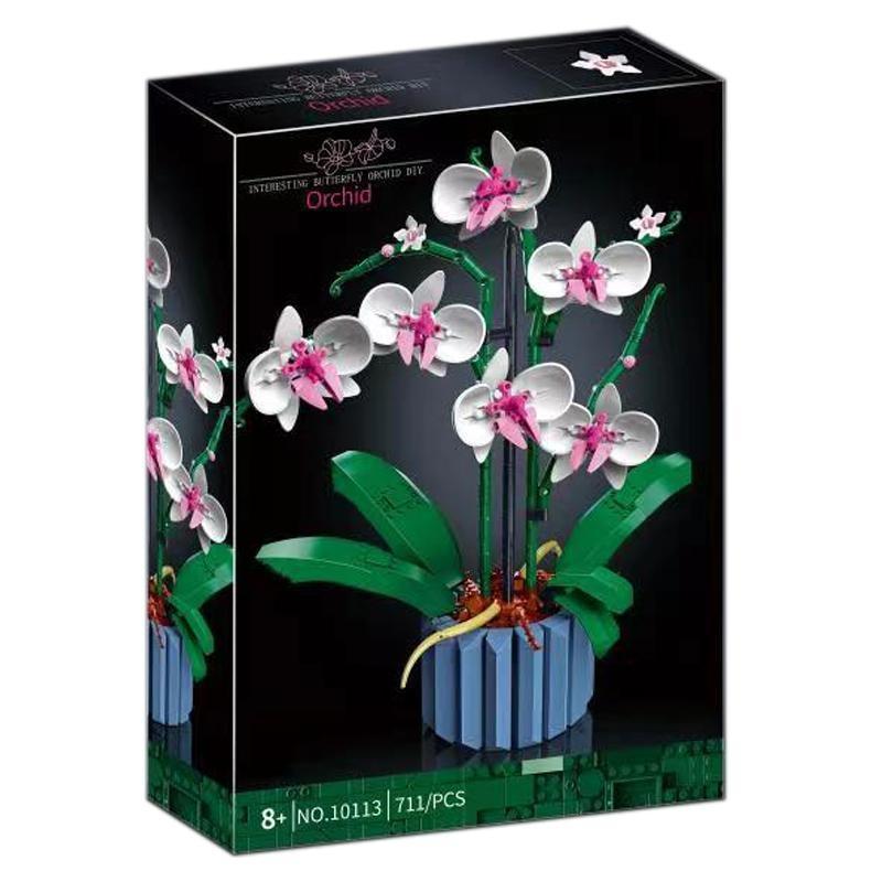 1 Set Orchideen-Bausteine, Unterhaltungs-Puzzlespielzeug, schöne Wohnaccessoires