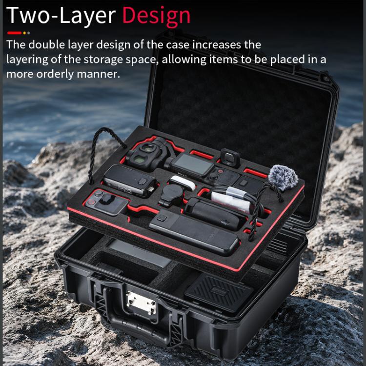 For DJI Osmo Pocket 4P STARTRC TSA Combination Lock Waterproof Dual-layer Suitcase Storage Box (Black)
