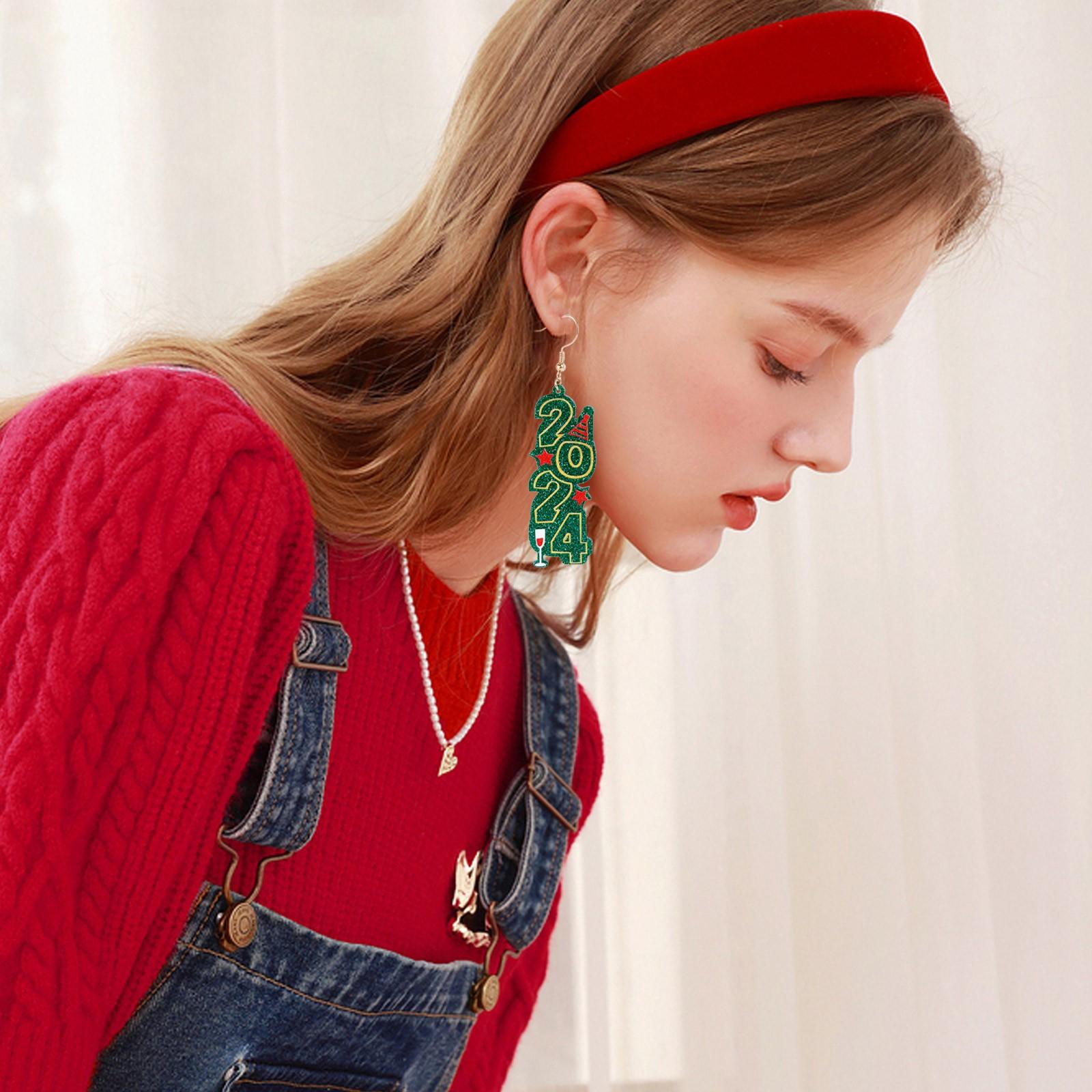 

Новогодние серьги Цифровые серьги с пайетками Серьги для вечеринок Зимние праздничные украшения Подарки Уникальные новогодние цифровые серьги 1 пара One Size