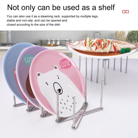 Pot Lid Rack Sturdy Adjustable Stainless Steel Multifunctional Chopping Board Organizer Stand Steaming Rack for Kitchen