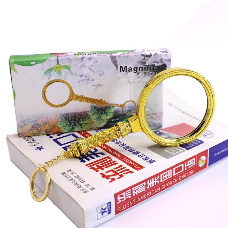10X Magnifier Glass Lens Handheld Flower Handle with Keychain Magnifying Glass for for Antique Jewelry Newspaper Book Reading