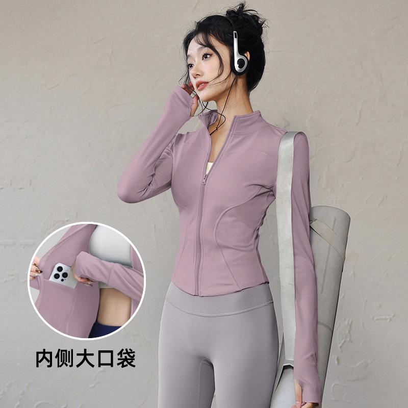 Yoga clothes, tops, professional running sports outdoor jackets, quick-drying fitness clothes, women's Pilates training clothes