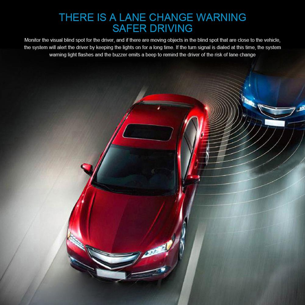 2pcs Car Blind Spot Radars Detection System BSD Warning Light Ultrasonic Sensor Change Lane Driving Assistance Reverse Radars