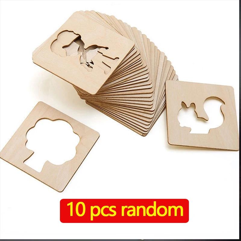 Non-Toxic Kids Montessori Toys Drawing Toys Wooden Diy Painting Template Stencils Learning Educational Toys For Children Christmas Gift