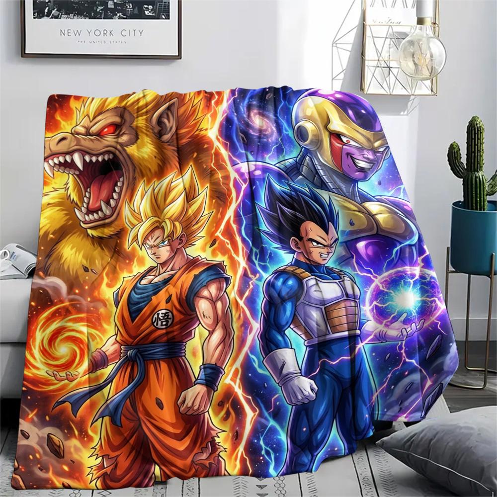 Dragon Ball Goku Warm Flannel Blanket Comfortable Print Pattern for Home Indoor Picnic Travel.-TING