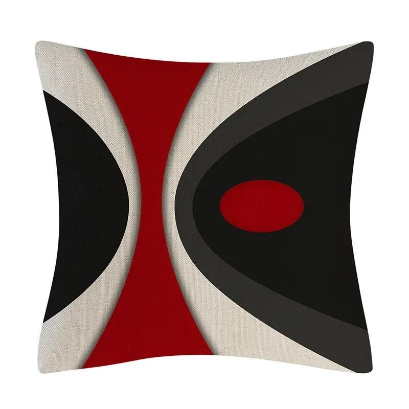

Подушка для домашнего декора Модная наволочка Абстрактная наволочка Черная Красная Геометрическая наволочка Диван 16x16Inch
