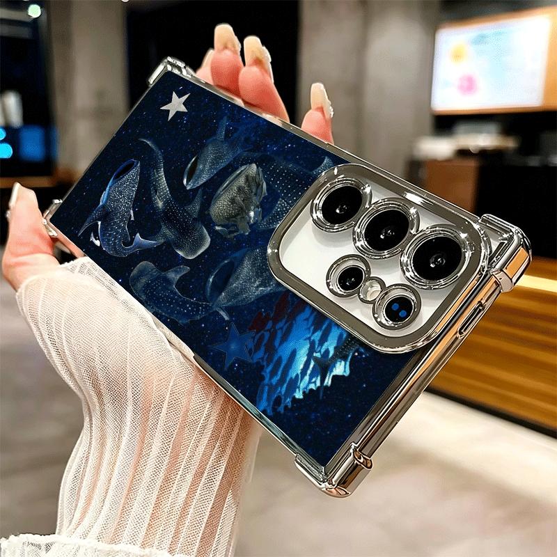 Ocean Whale Shark Soft Phone Case For Samsung Galaxy S26 Ultra S25 Edge S24 FE S23 Plus S22 S21 + S20 Plating Anti-Fall Fundas