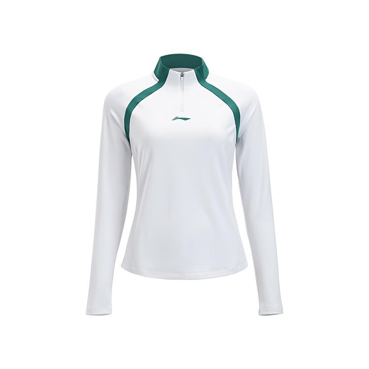 Li-Ning Tennis Series Color Block Stylish Simple Half-Zip Long Sleeve T-Shirt Women tops ATLV204-1