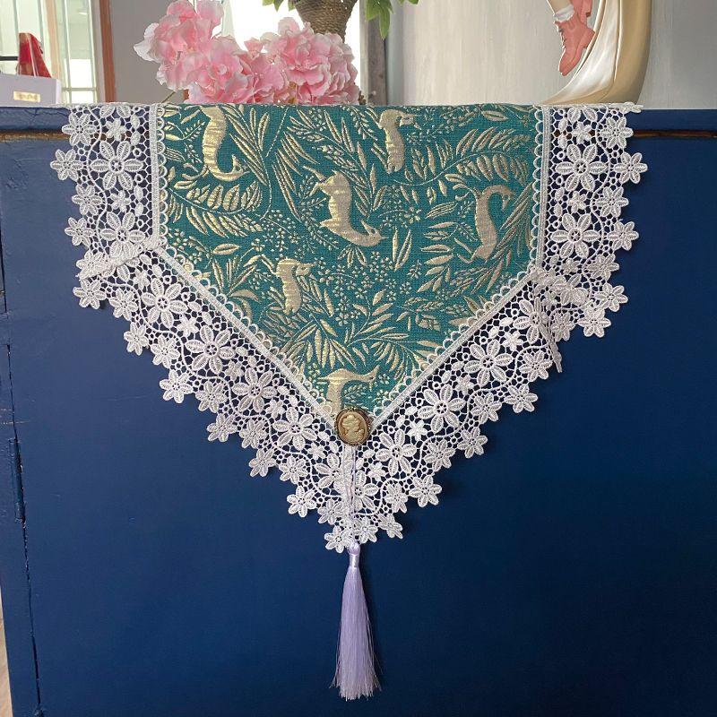 American Jacquard Fabric Tea Table Flag Lace Lace Dining Table Flag Tablecloth Chest TV Cabinet Long Towel Cloth Tassel