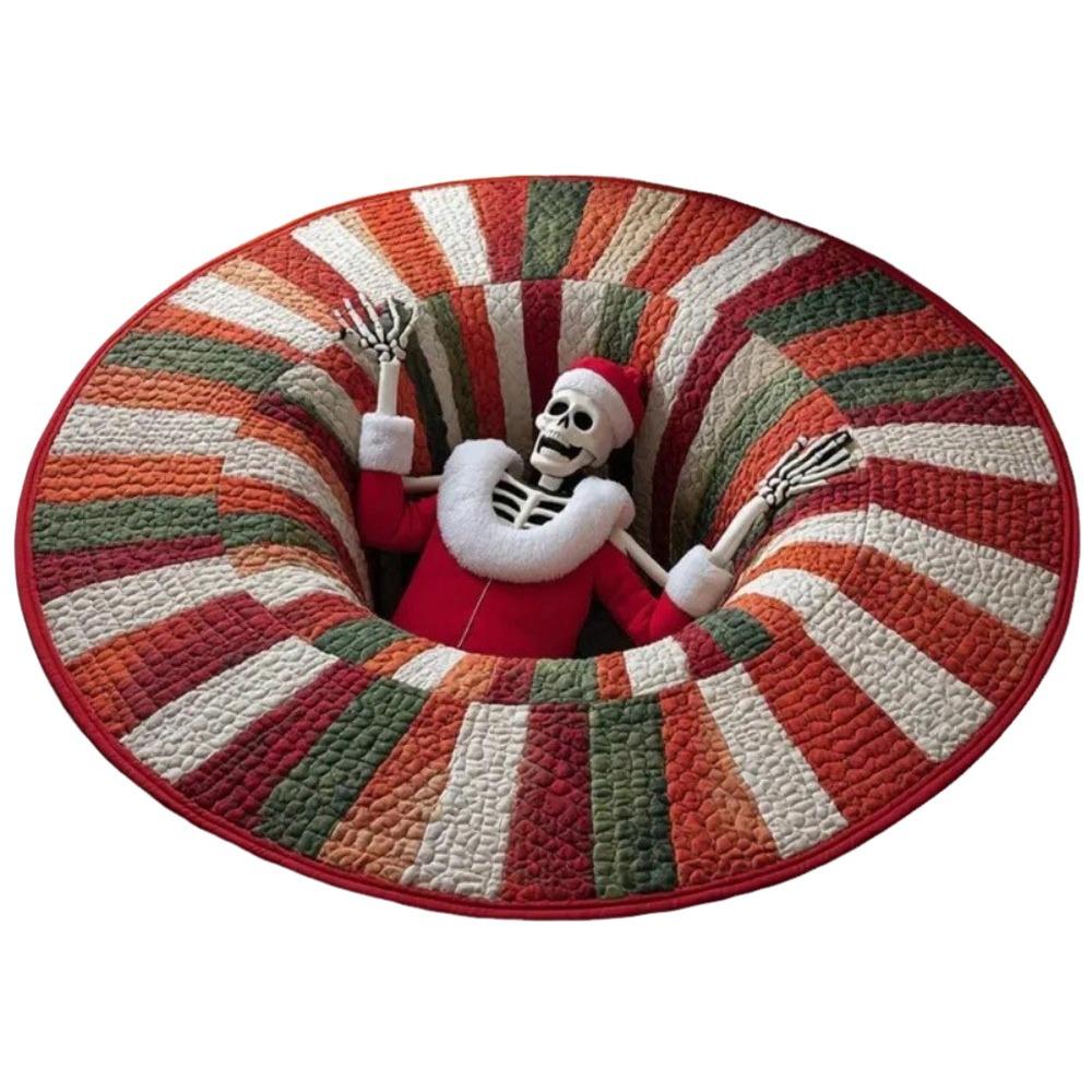 60*60cm Christmas Round Carpet 3D Special-shaped Bedroom Door Mat Santa Claus Floor Mat  Home Decor