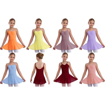 Vestidos de Ballet para Niñas con Fruncido Delantero sin Mangas Espalda Descubierta Tul Vestido de Calentamiento Práctica Rendimiento