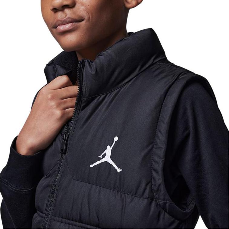 Jordan Logo Print Stand Collar Comfortable Warm Vest Kids Vest Black FB1673-010