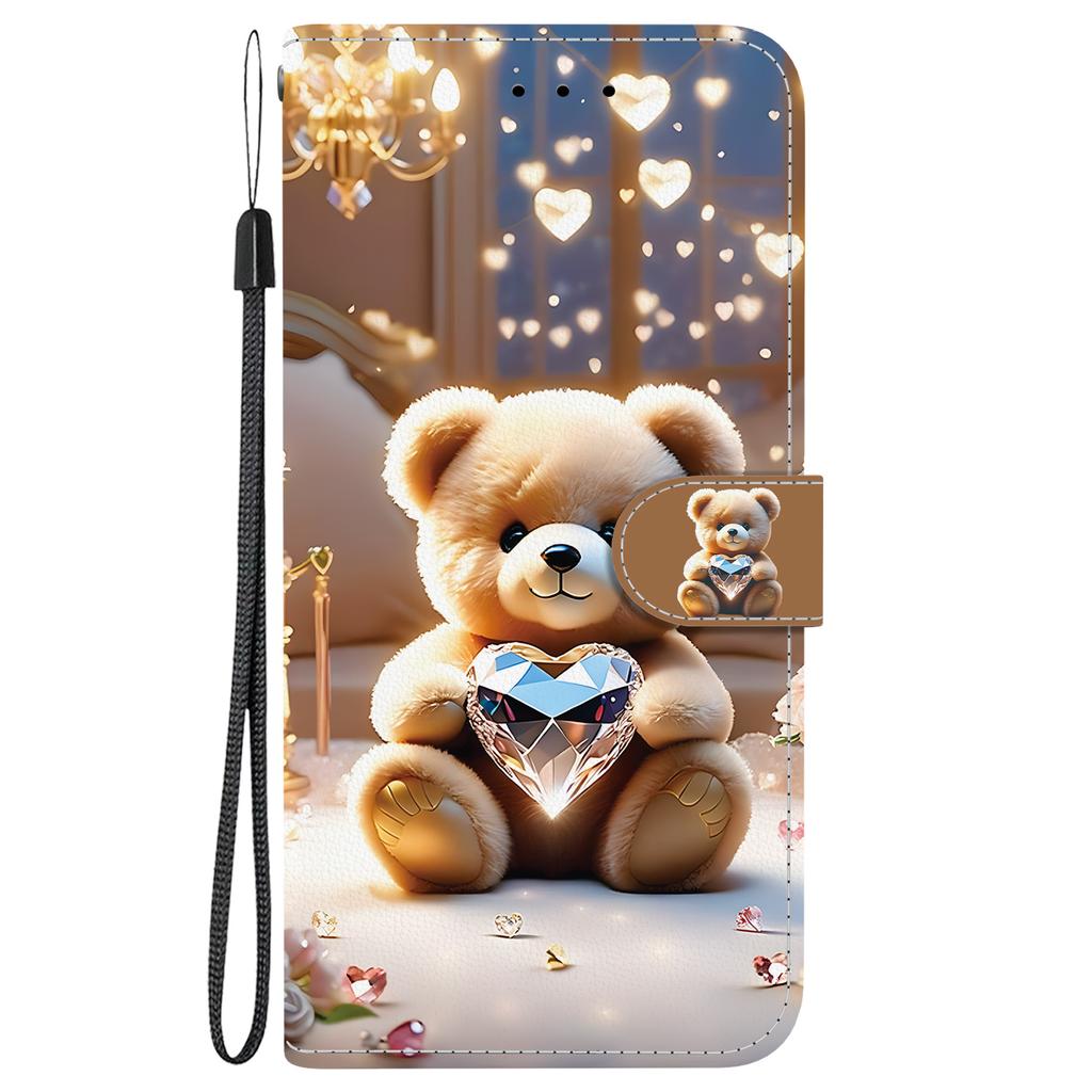 Handmade PU Leather Flip Case for Honor X6a Anti-Slip Shockproof Cover with Wrist Strap & Heart/Rose Cat Designs