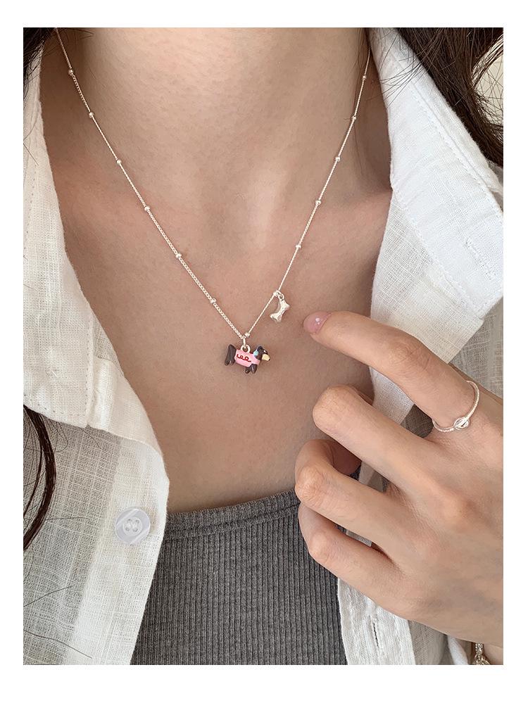 Cute Puppy Collarbone Necklace - Women's Trendy Cartoon Design, Childlike and Versatile Fashion Style